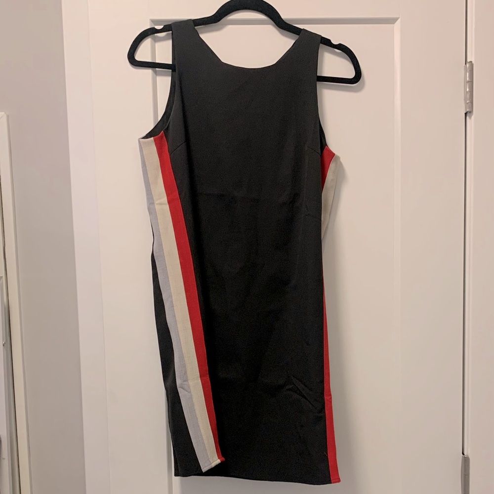 NEW VICI Black Shift dress with Red stripe panel